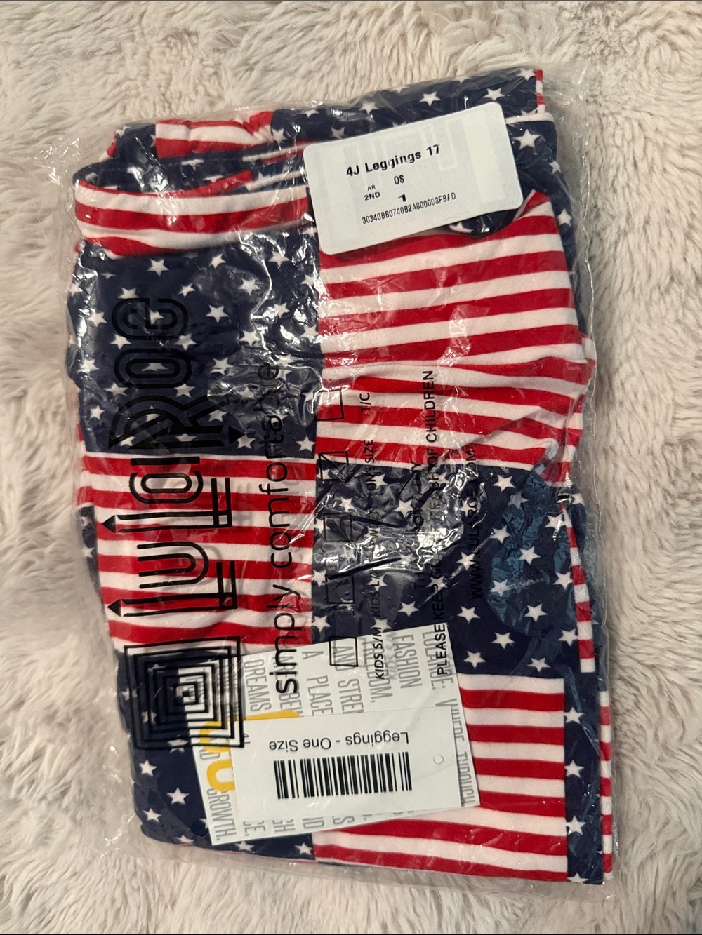 LuLaRoe Patriotic Star & Stripe Leggings - Red, White, Blue